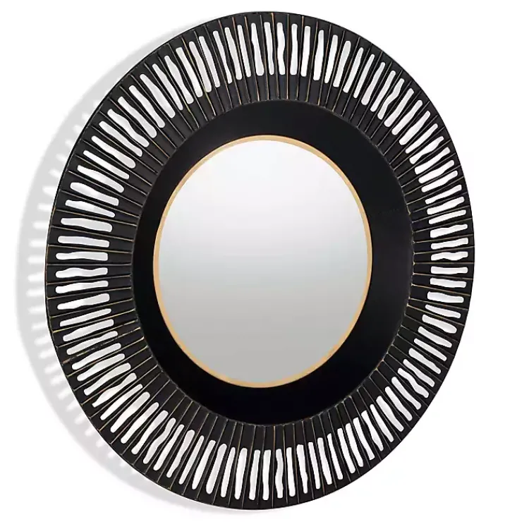 Kirklands Home Round Cantara Black Metal Wall Mirror Sale