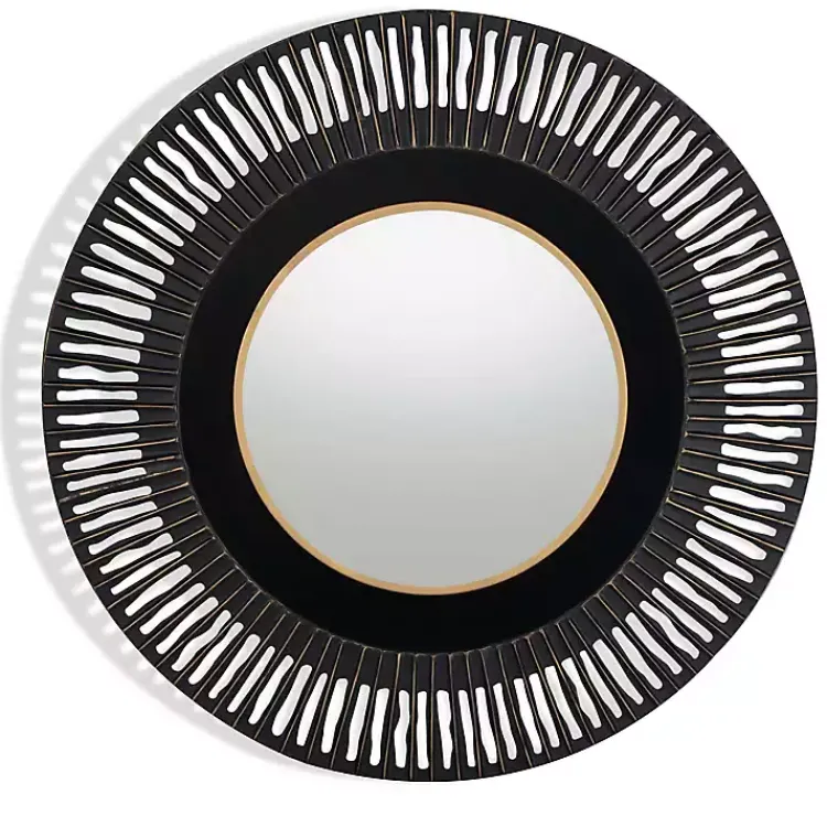 Kirklands Home Round Cantara Black Metal Wall Mirror Sale