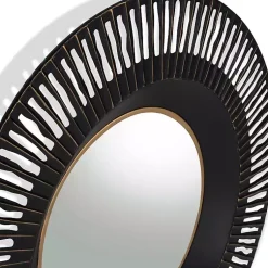 Kirklands Home Round Cantara Black Metal Wall Mirror Sale