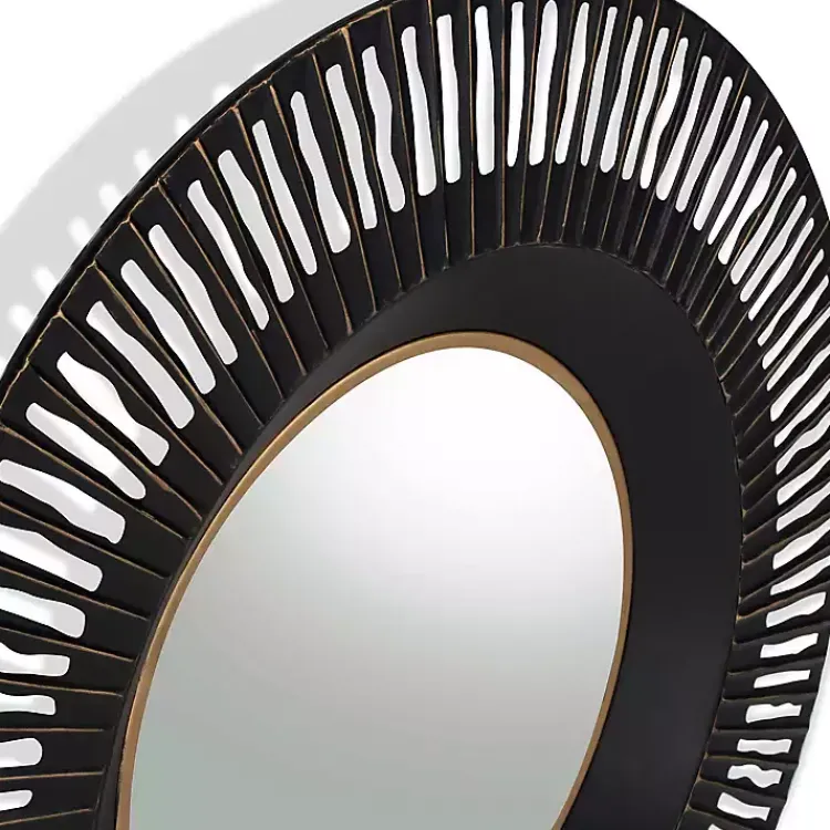 Kirklands Home Round Cantara Black Metal Wall Mirror Sale
