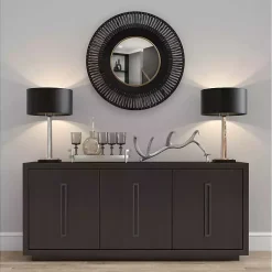 Kirklands Home Round Cantara Black Metal Wall Mirror Sale