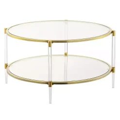 Kirklands Home Round Acrylic and Glass Coffee Table Clear Outlet