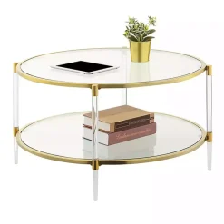 Kirklands Home Round Acrylic and Glass Coffee Table Clear Outlet