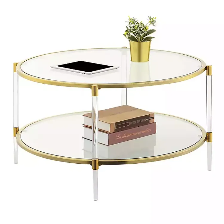 Kirklands Home Round Acrylic and Glass Coffee Table Clear Outlet