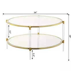 Kirklands Home Round Acrylic and Glass Coffee Table Clear Outlet