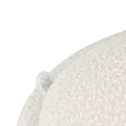 Kirklands Home Round Cream Boucle Storage Ottoman Ivory