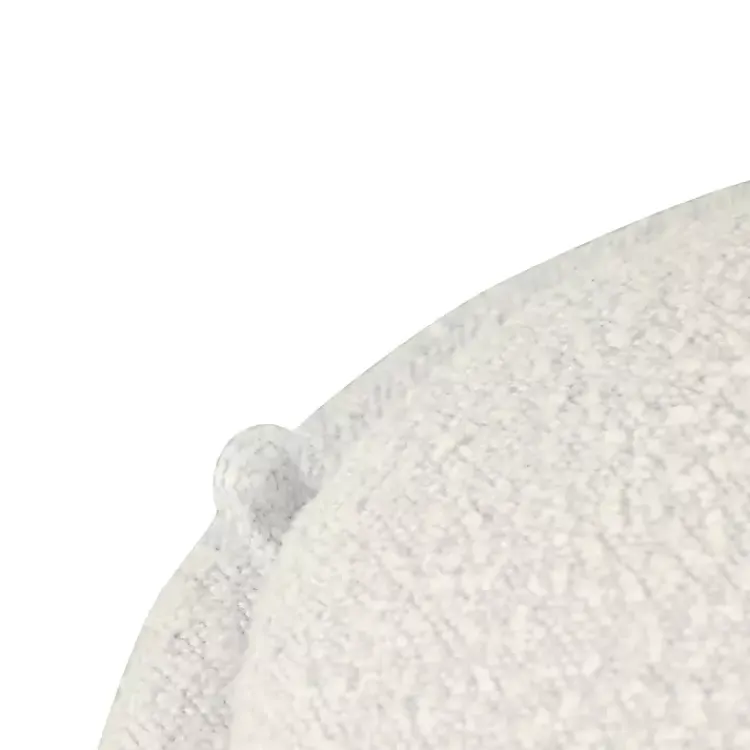 Kirklands Home Round Cream Boucle Storage Ottoman Ivory