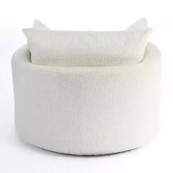 Kirklands Home Round Cream Boucle Swivel Accent Chair Ivory