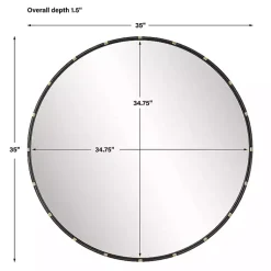 Kirklands Home Round Dark Bronze and Gold Wall Mirror Clearance