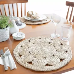 Kirklands Home Round Decorative Braided Jute Placemats, Set of 2 Tan Discount