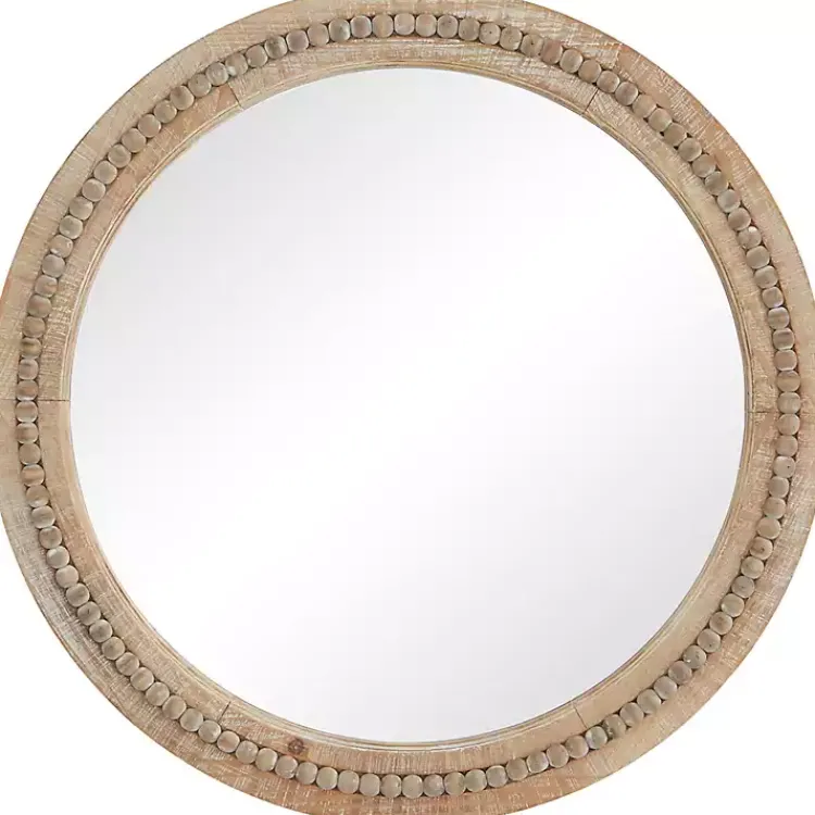Kirklands Home Round Distressed Beaded Wall Mirror, 28 in. Online