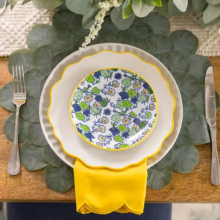 Kirklands Home Round Eucalyptus Leaves Placemat Green Sale
