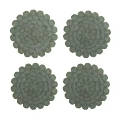 Kirklands Home Round Eucalyptus Leaves Placemats, Set of 4 Green New