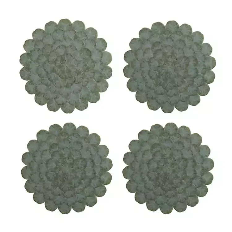 Kirklands Home Round Eucalyptus Leaves Placemats, Set of 4 Green New