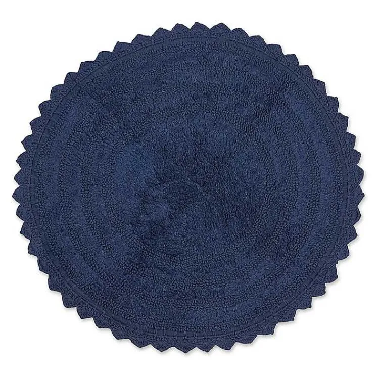 Kirklands Home Round French Crochet Bath Mat, 28 in. Blue New