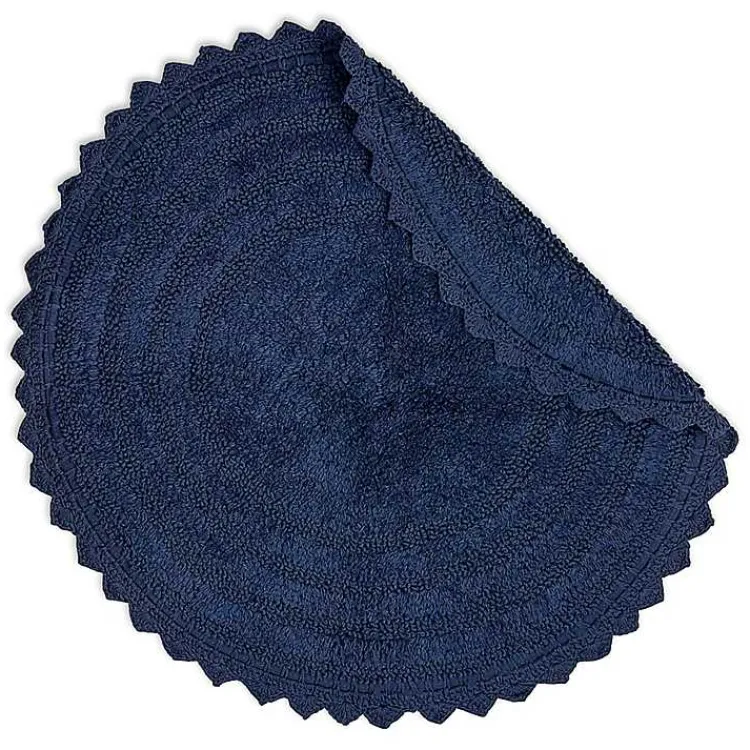 Kirklands Home Round French Crochet Bath Mat, 28 in. Blue New