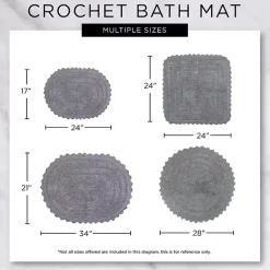 Kirklands Home Round French Crochet Bath Mat, 28 in. Blue New