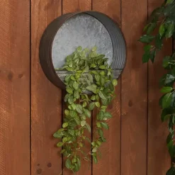 Kirklands Home Round Galvanized Metal Hanging Planter Silver Clearance