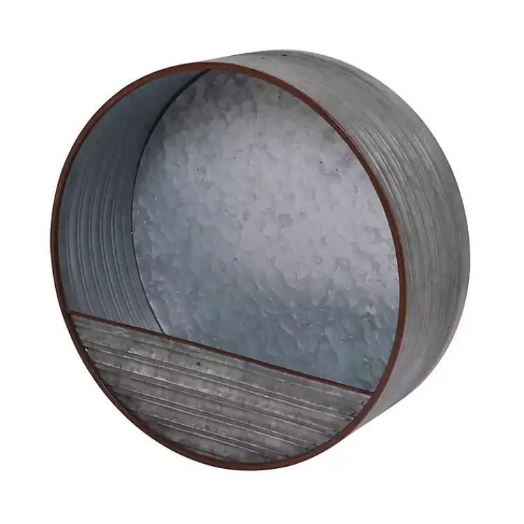 Kirklands Home Round Galvanized Metal Hanging Planter Silver Clearance