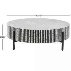 Kirklands Home Round Geometric Stripe Shell Coffee Table