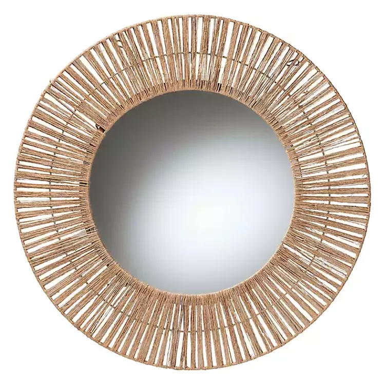 Kirklands Home Round Geona Metal and Seagrass Wall Mirror Best