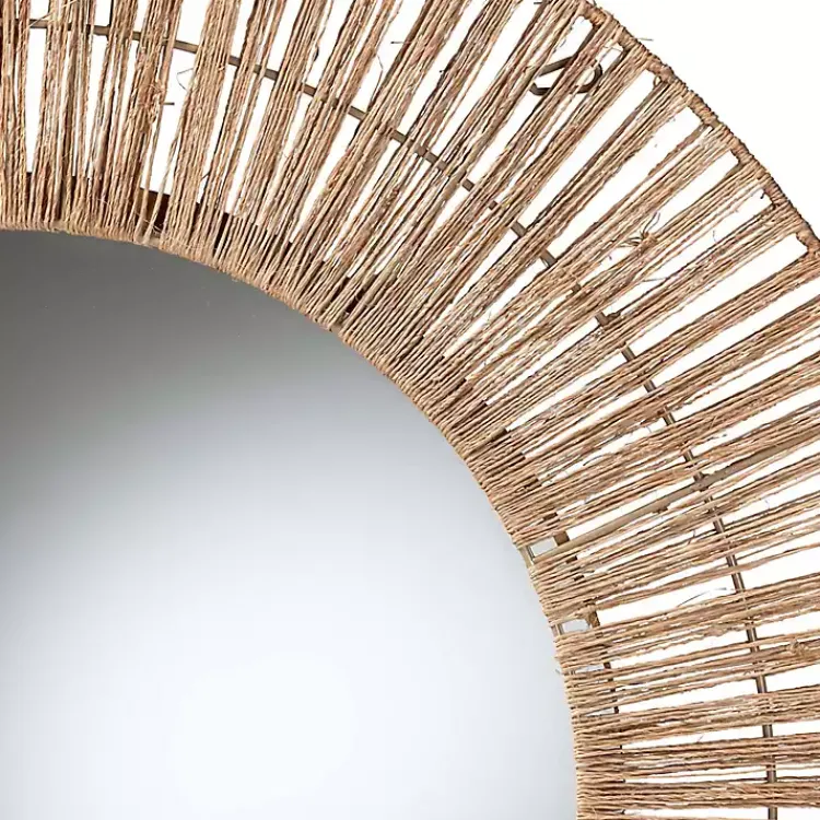Kirklands Home Round Geona Metal and Seagrass Wall Mirror Best