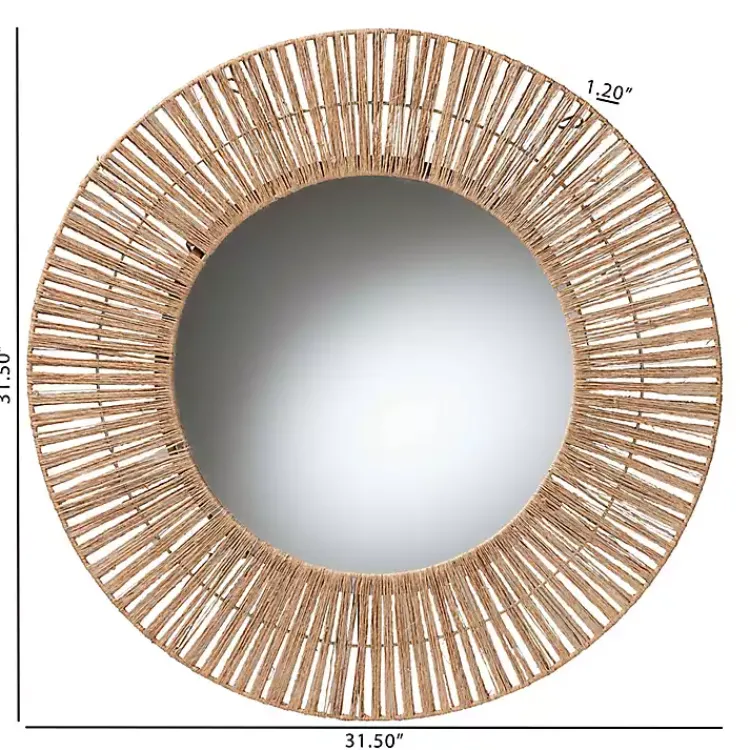 Kirklands Home Round Geona Metal and Seagrass Wall Mirror Best