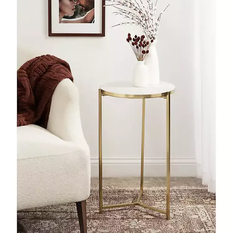 Kirklands Home Round Aguilar Accent Table Gold Outlet