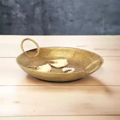 Decorative Bowls & Jars>Kirklands Home Round Cast Iron Dish with Handles Gold