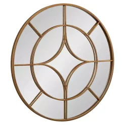 Kirklands Home Round Gold Geometric Overlay Wall Mirror Discount