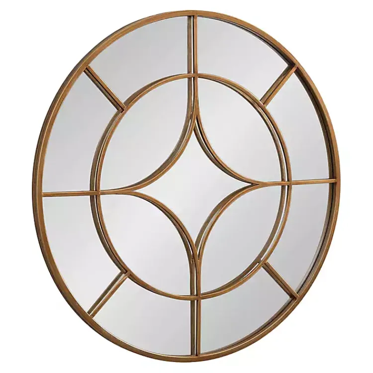 Kirklands Home Round Gold Geometric Overlay Wall Mirror Discount