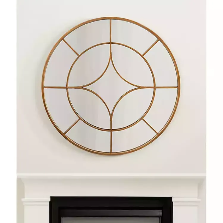 Kirklands Home Round Gold Geometric Overlay Wall Mirror Discount