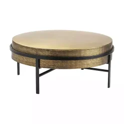 Kirklands Home Round Hammered Metal Coffee Table Gold Clearance
