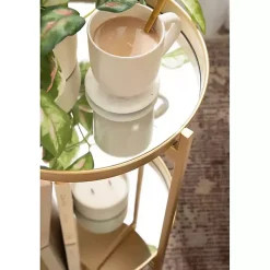 Kirklands Home Round Mirrored Foldable Accent Table Gold Outlet