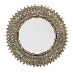 Kirklands Home Round Gold Textured Diamond Wall Mirror Sale