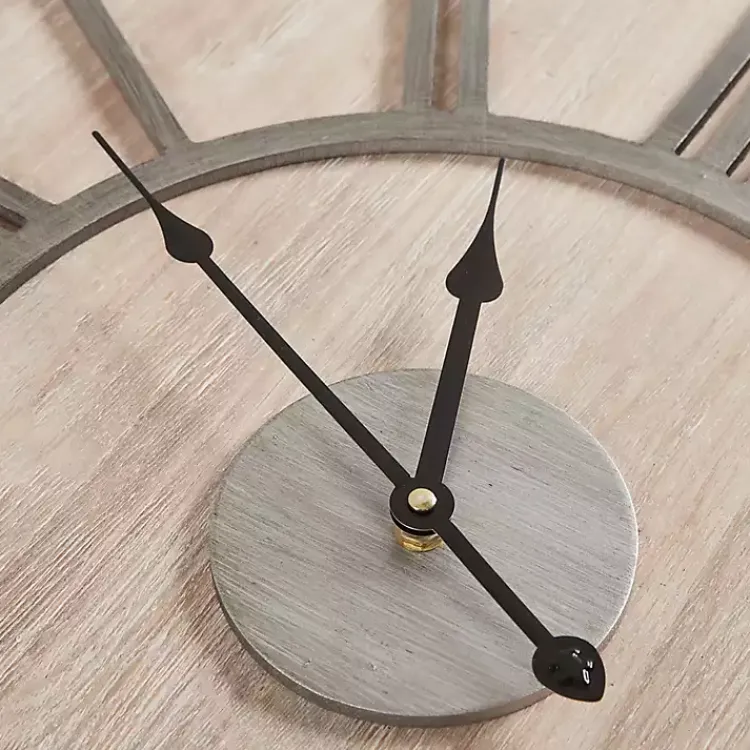 Kirklands Home Round Gray and Natural Wooden Wall Clock Sale