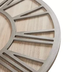 Kirklands Home Round Gray and Natural Wooden Wall Clock Sale