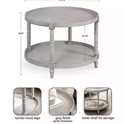 Kirklands Home Round Bellport Coffee Table Gray Clearance