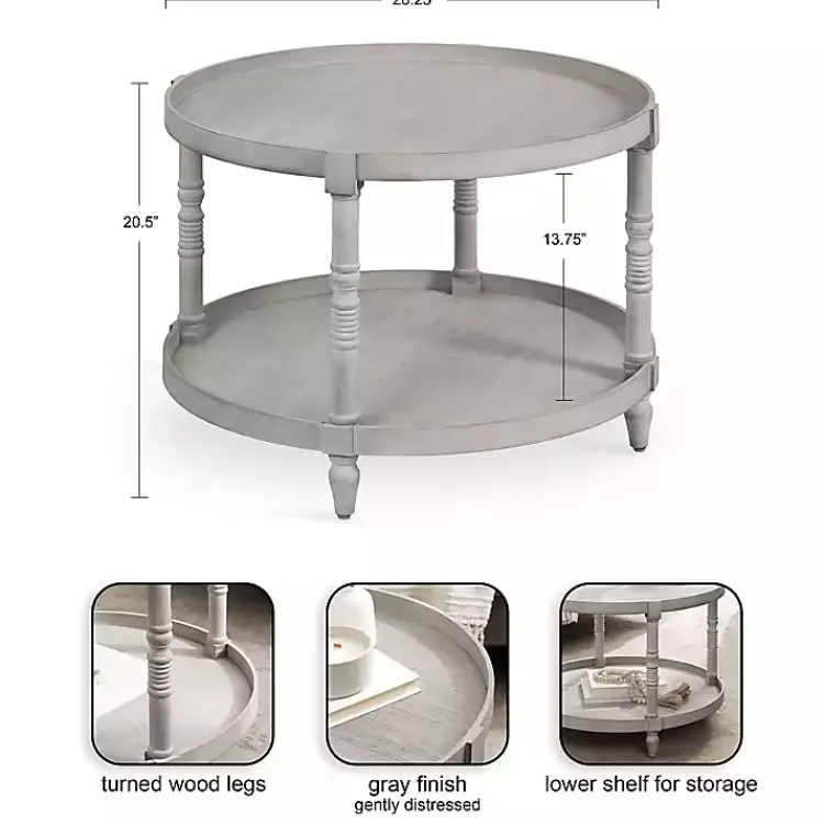 Kirklands Home Round Bellport Coffee Table Gray Clearance