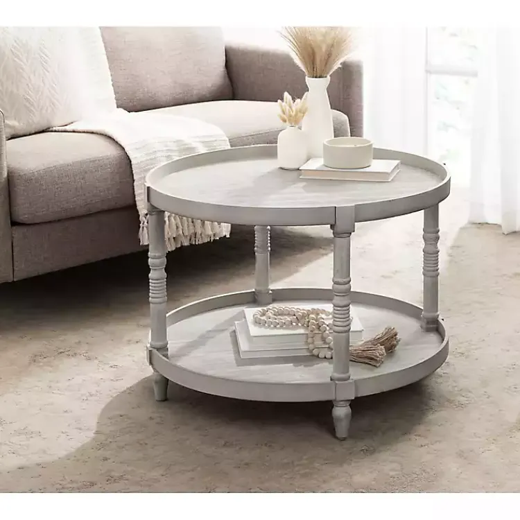 Kirklands Home Round Bellport Coffee Table Gray Clearance