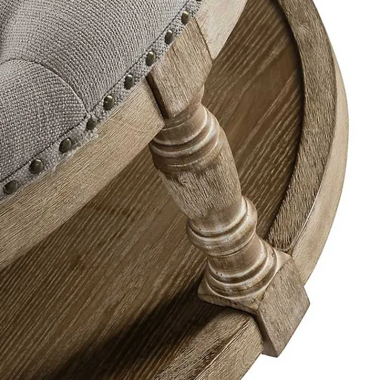 Kirklands Home Round Cepheus Tufted Ottoman Gray Best