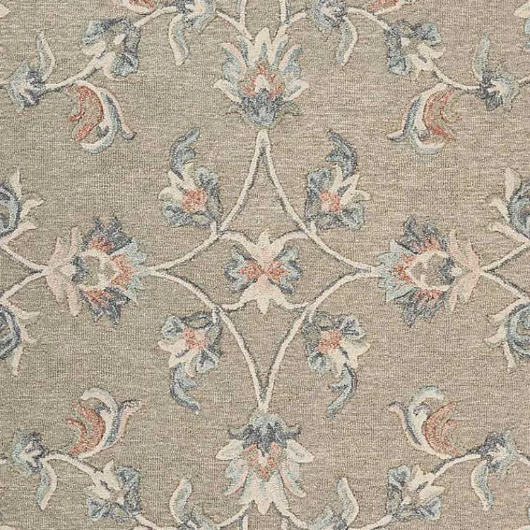 Kirklands Home Round Traditional Floral Area Rug, 4x4 Gray Sale