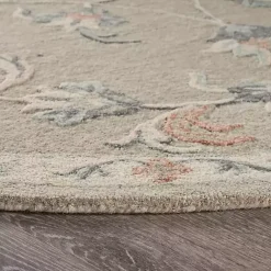 Kirklands Home Round Traditional Floral Area Rug, 4x4 Gray Sale