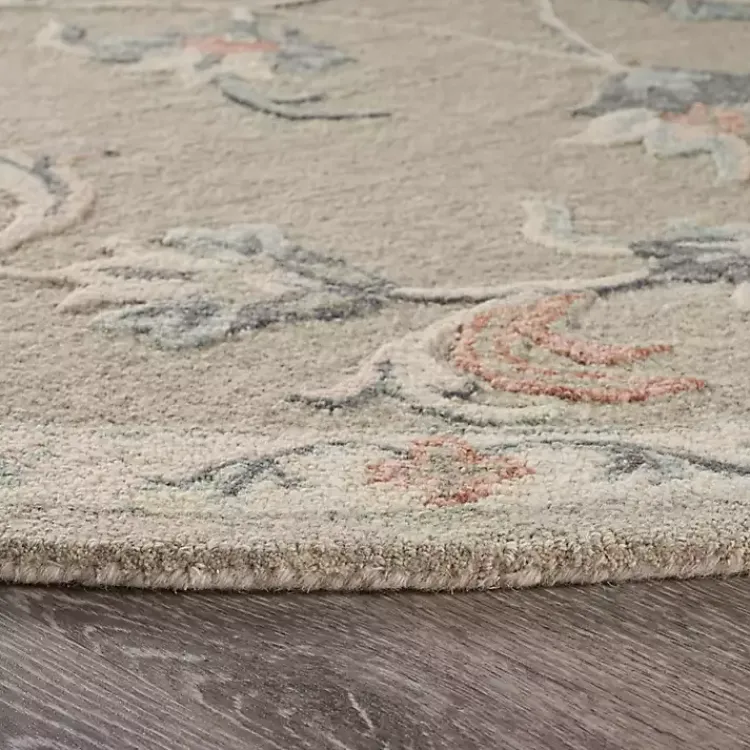 Kirklands Home Round Traditional Floral Area Rug, 4x4 Gray Sale