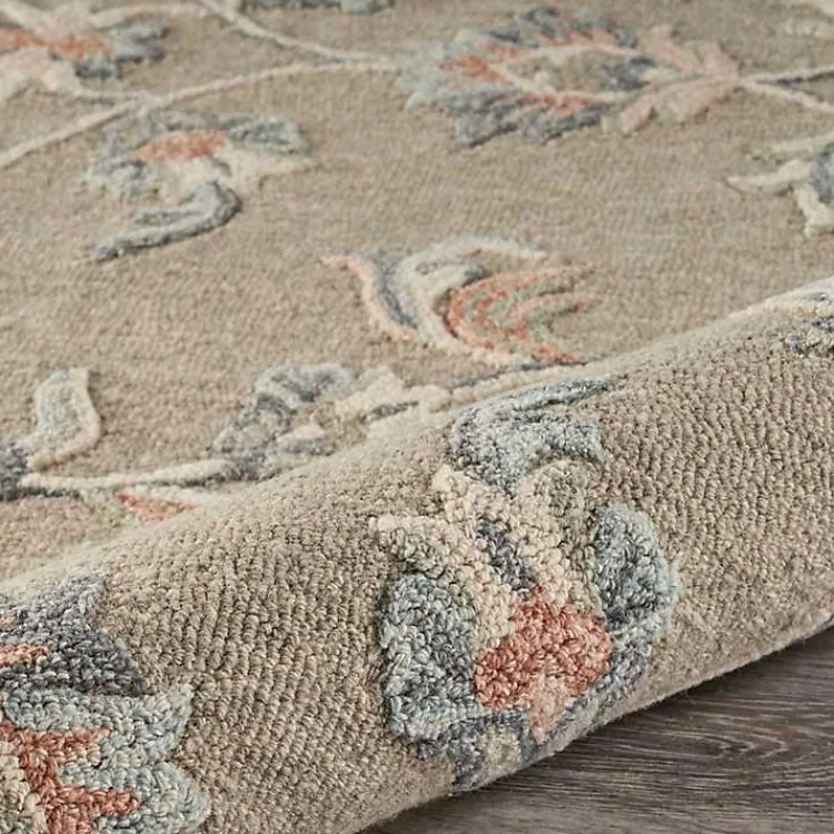 Kirklands Home Round Traditional Floral Area Rug, 4x4 Gray Sale