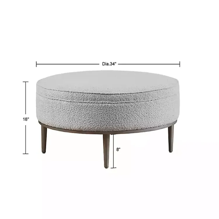 Kirklands Home Round Upholstered Ottoman Gray Online