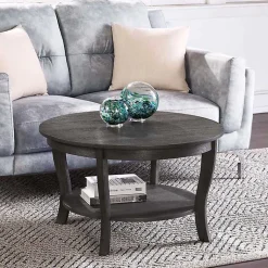 Kirklands Home Round wash Curved Legs Coffee Table Gray