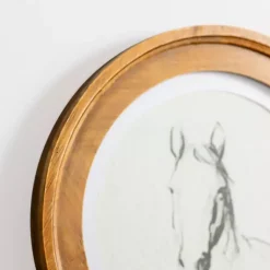 Kirklands Home Round Horse Portrait Framed Art Print White Outlet