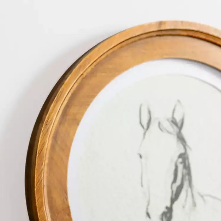Kirklands Home Round Horse Portrait Framed Art Print White Outlet