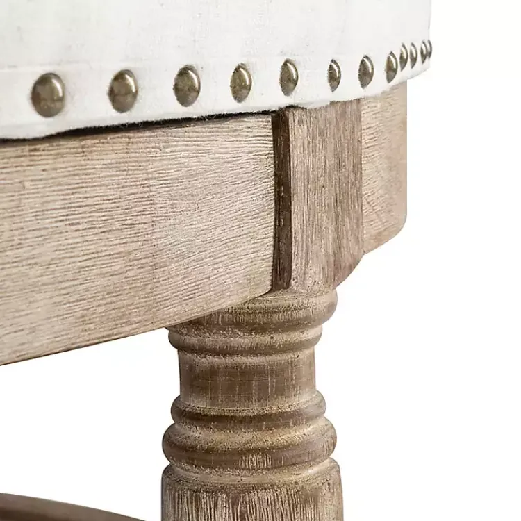 Kirklands Home Round Cepheus Tufted Ottoman Ivory Clearance
